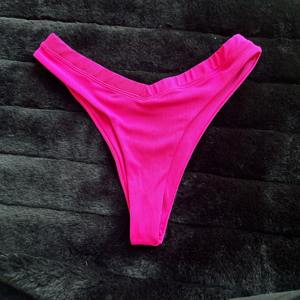 Amazon Women's Hot Pink Ribbed Bikini Bottom
